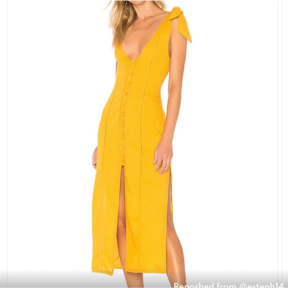 Tularosa Birdie Maxi Yellow Spaghetti Tie Strap Sundress